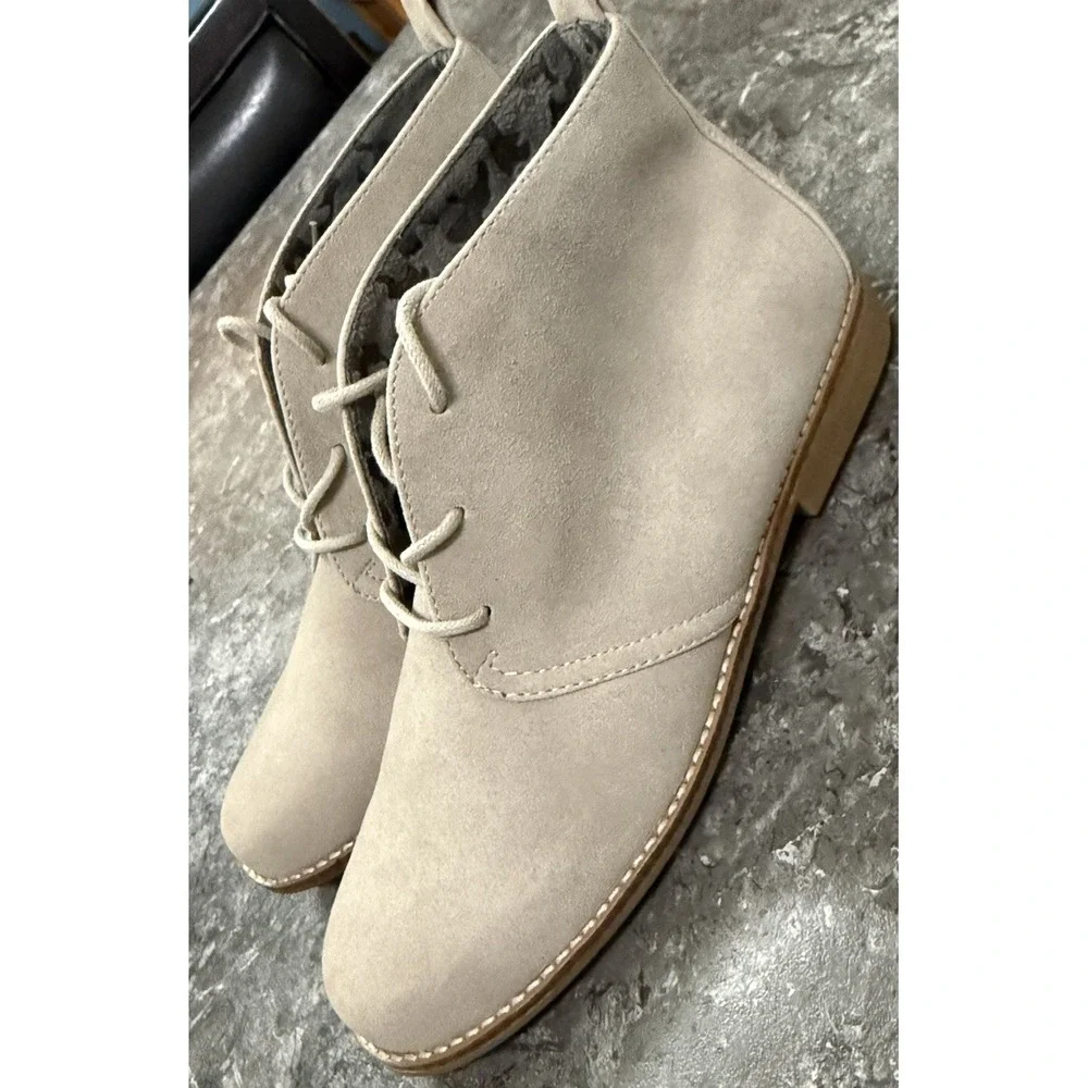 White Mountain Womens Anderson Faux Suede Chukka Booties Lt Beige Sz 7.5M